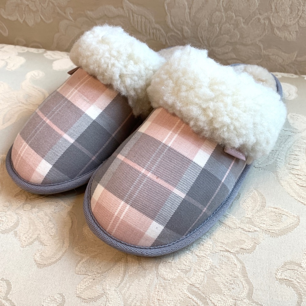 BARBOUR Lydia pink/grey tartan mule slipper - Picture 4 of 11